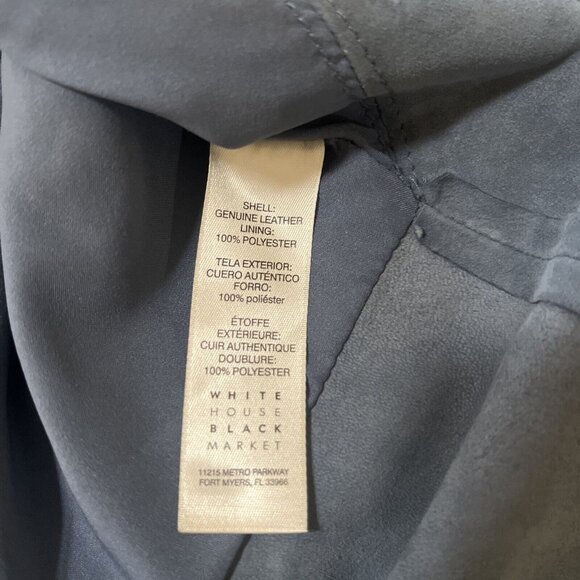 White House Black Market Open Drape Front dusty Blue Genuine Suede Jacket Sz S - Picture 8 of 10